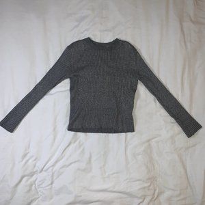 Gray Ribbed Knit Sweater